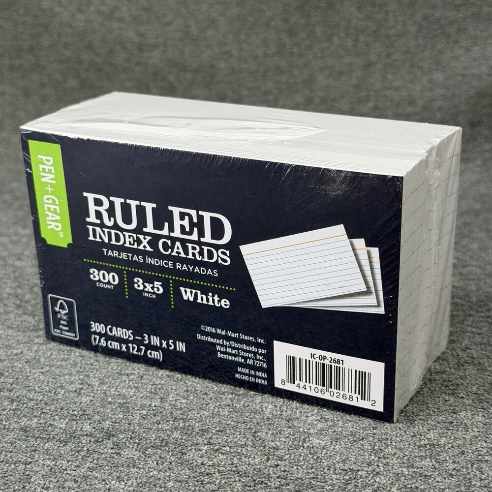 Pen+Gear Ruled Index Cards 3x5 White 300 Count Lined Flash Cards Office School